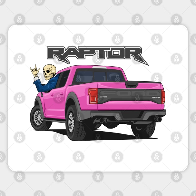 Truck ranger raptor f150 4x4 hand skull metal pink Magnet by creative.z